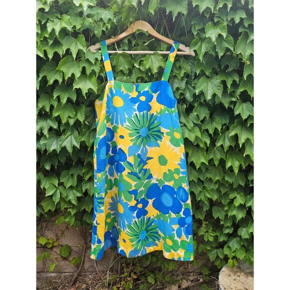 J. Crew Linen Sheath Dress Retro Floral with Straps Women's Size 8 - Picture 7 of 10